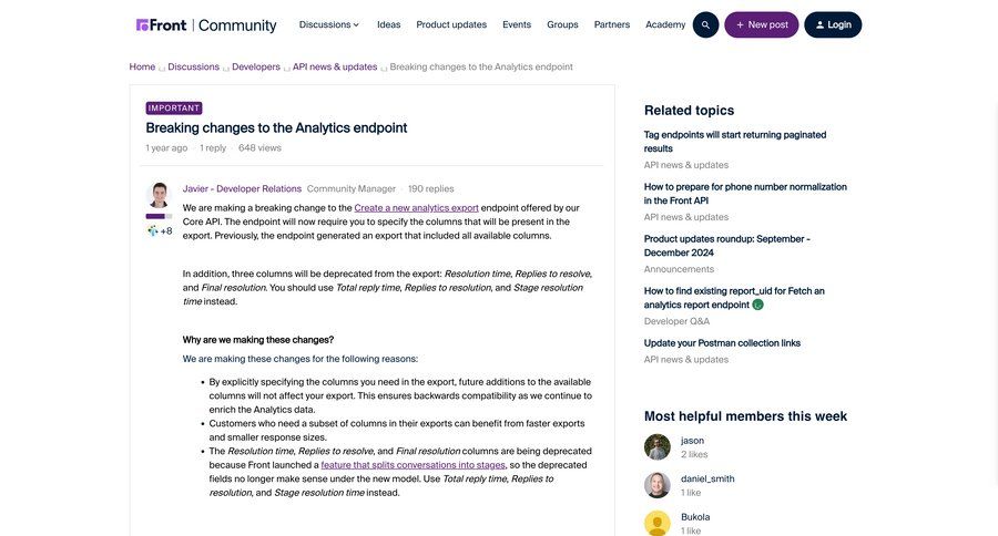 Front
			changelog product update announcement changelog update ui page example