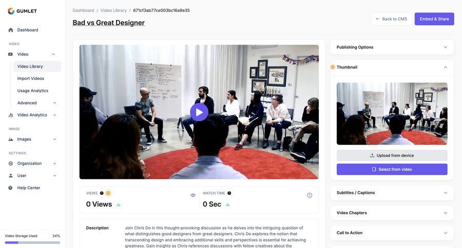 Gumlet
			 content management sidebar navigation form video management video player content management system sidebar product details item details menu vs progress bar accordion media player ui page example