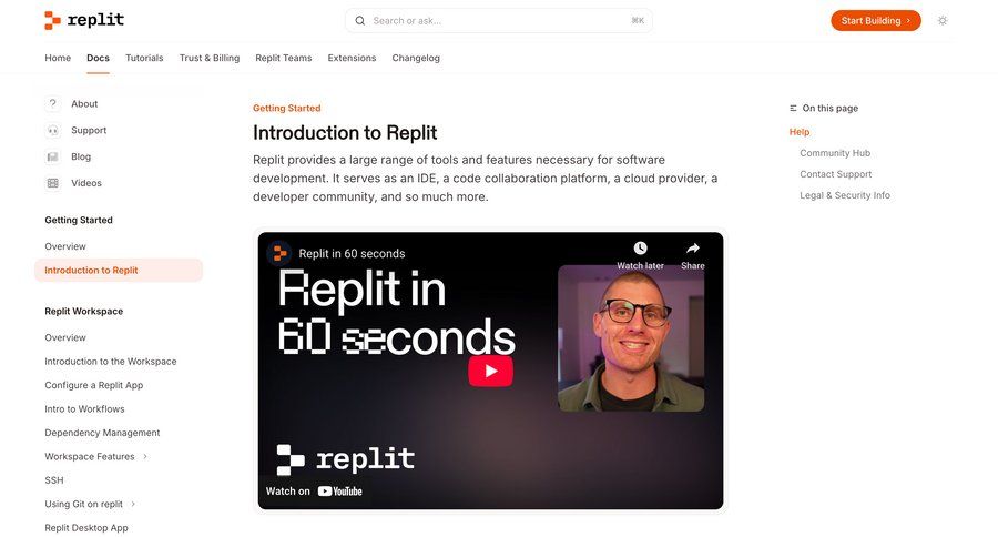 Replit
			 features management doc documentation keyboard shortcuts docs ui page example
