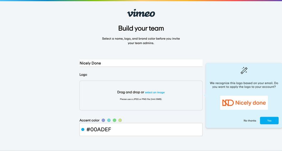 Vimeo
			 onboarding form file upload full-screen layout setup ui page example