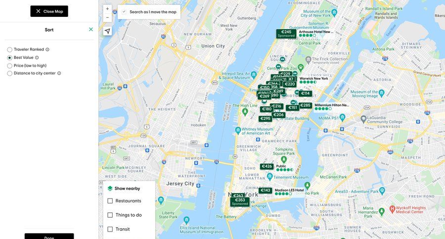 Tripadvisor
			 modal screen modal interaction menu filter options maps interactive map location map world map route map map view search results mapping ui page example