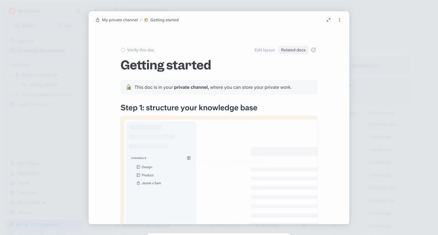 Slite
			 onboarding knowledge base documentation ui page example