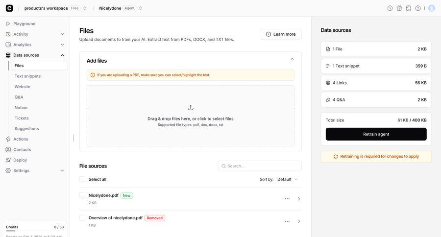 Chatbase
			 document management ui page example