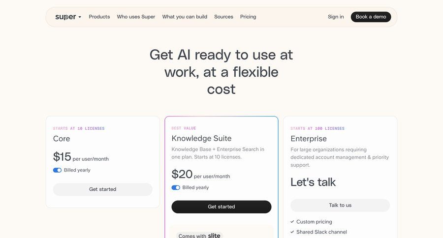 Super
				plans & pricing ui page example