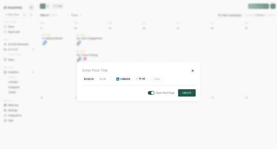 Assembly
			 modal screen content management form create personal space date picker time picker ui page example