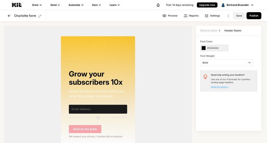 Kit
			 settings e-commerce form editor customize real-time preview sidebar ui page example