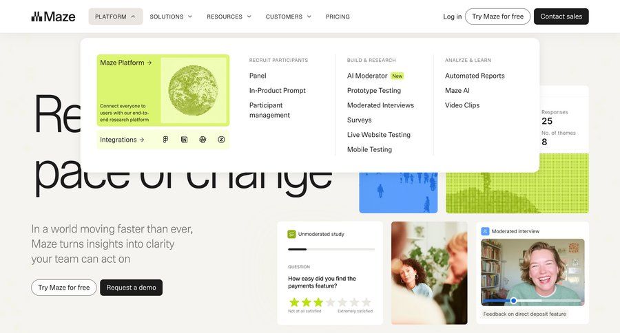 Maze
			 product discovery ui page example