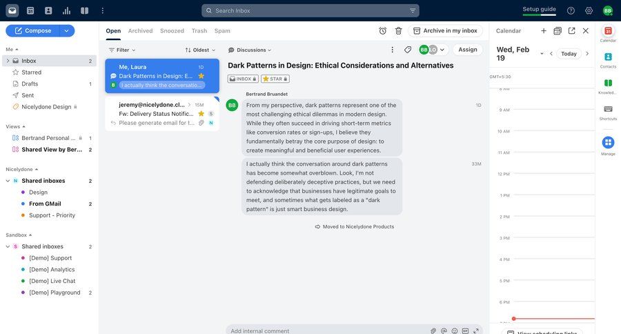 Front
			 onboarding email management right sidebar calendar events email content hierarchy calendar screen inbox management manage links inbox task communication communication chat messages menu alternatives comment mode ui page example