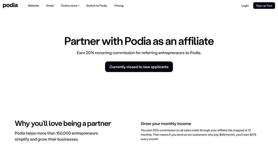 Podia
			partner program & affiliation alternatives partners experts accordion affiliate program ui page example