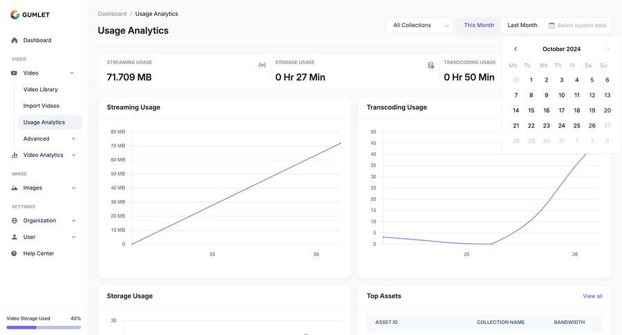 Gumlet
			calendars charts & graphs dashboard sidebar navigation analytics dashboard data analysis data filtering sidebar date picker datepicker chonology time picker data visualization monitoring kpi dashboard progress bar table time selector analytics ui page example