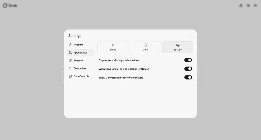 Grok
			 configuration settings onboarding account settings parameters communication data privacy ui page example