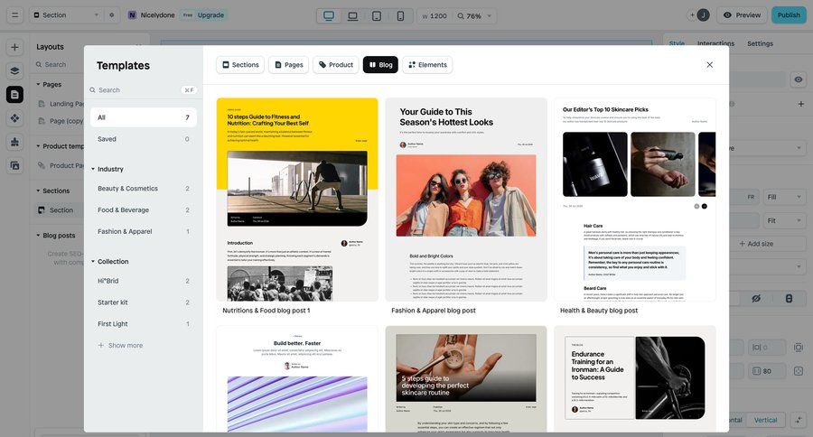 Instant
			 content management e-commerce sidebar navigation templates template library template selection free templates dropdown filters sidebar folder competition modern blog templates dashboard layouts ui page example