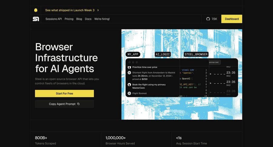 Steel
				landing page ui page example
