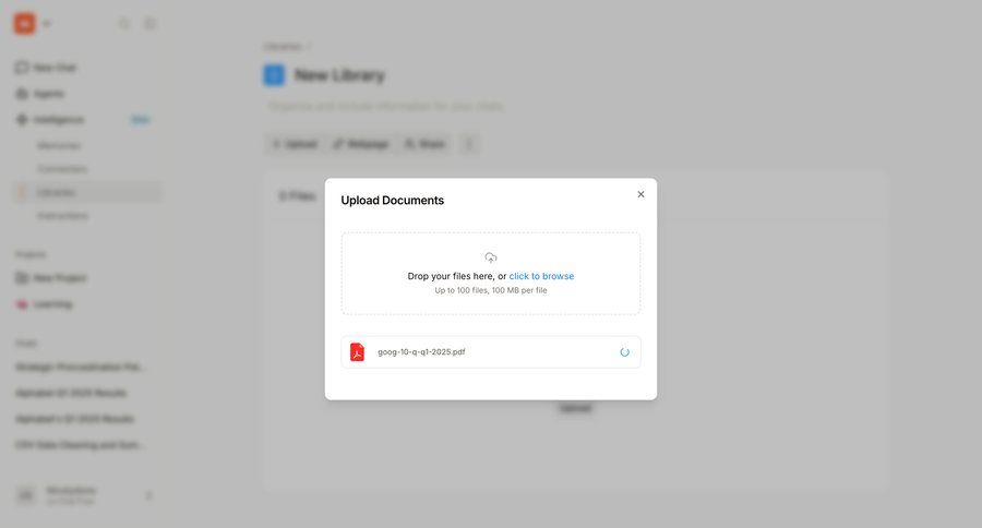 Mistral
			 file upload drag and drop knowledge base ui page example