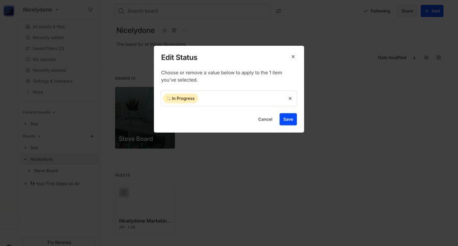 Air
			 collaboration dashboard sidebar navigation file management file organization bulk edit ui page example