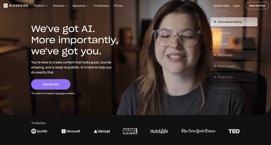 Riverside
				landing page ui page example