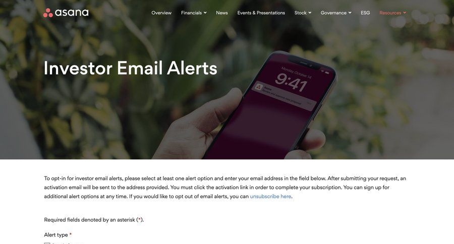 Asana
			 form radio group order tracking newsletter signup ui page example