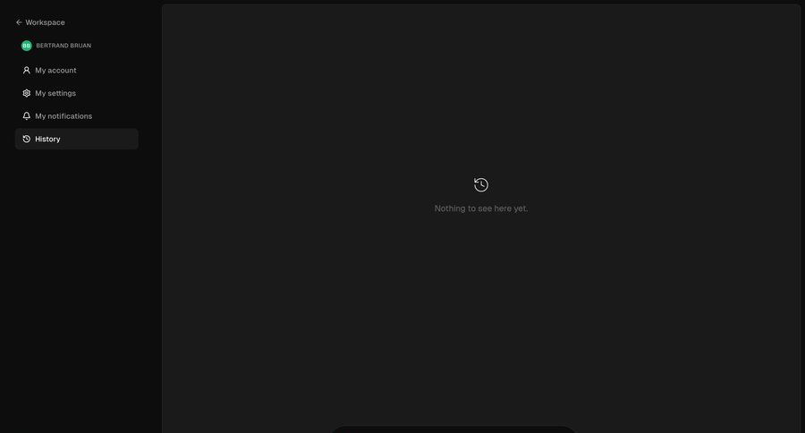 Supercut
			 sidebar navigation onboarding account setup user account full-screen layout sidebar user profile blank state void blank non-ideal state empty page prompt ui page example