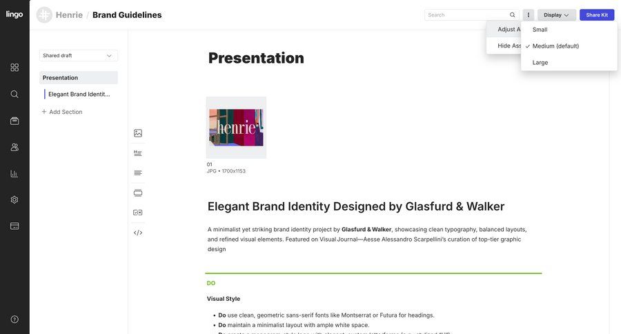 Lingo
			 settings sidebar navigation onboarding design full-screen layout typography menu documentation ui page example