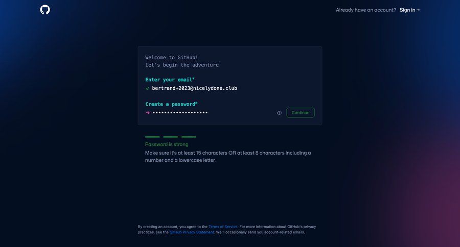 Github
				signup page example