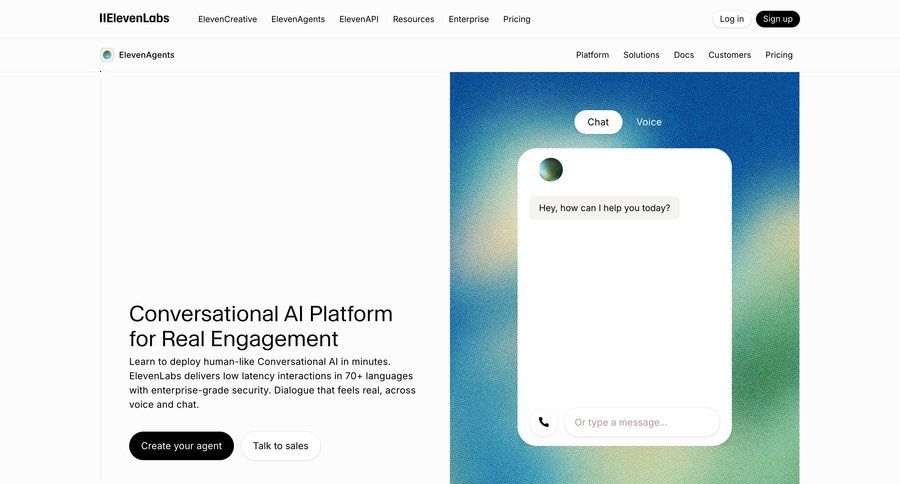 Elevenlabs
			 chatbot ui page example