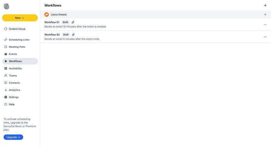 SavvyCal
			 sidebar navigation workflow automation workflow management workflow screen sidebar create setup menu ui page example