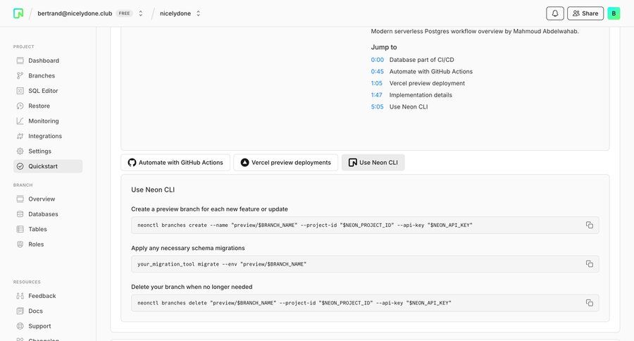 Neon
			detail page navigation help sidebar navigation workflow onboarding guide sidebar setup navigation bar navigation links navigation buttons modern code snippet database management ui page example