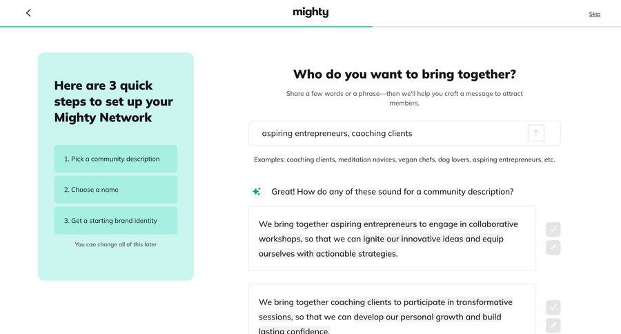 Mighty
			create onboarding form onboarding form full screen modal setup ui page example