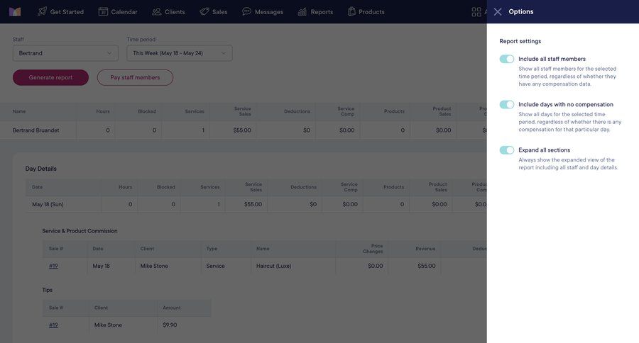 Mangomint
			 tips table ui page example