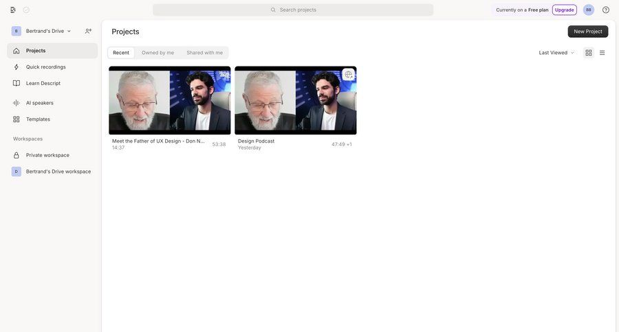 Descript
			list search navigation gallery content management dashboard sidebar navigation project management grid workspace management content discovery dropdown filters call recording sidebar menu image gallery media gallery photo gallery modern search bar search menu project dashboard ui page example