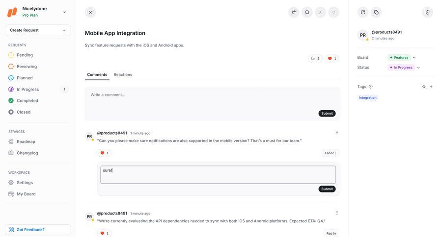 UserJot
			detail page messaging form collaboration project management integration ui page example