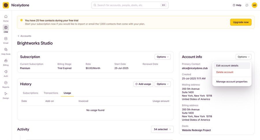 Outseta
			 sidebar navigation user management account management account setup account settings subscription management full-screen layout content blocks menu ui page example