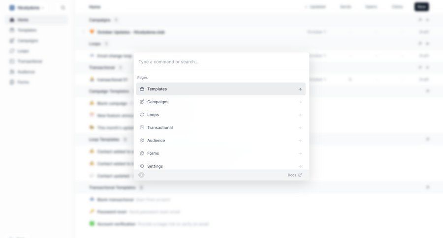 Loops
				command palette ui page example