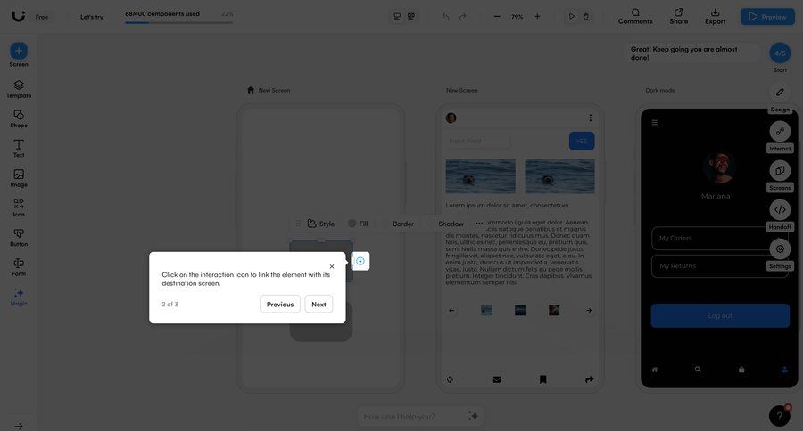 Uizard
			 sidebar navigation design dark theme sidebar user profile menu progress bar dark ui ui page example