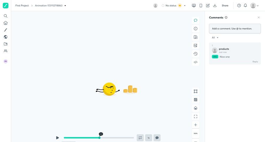 Lottie
			 collaboration sidebar navigation project management editor sidebar progress bar review media player ui page example