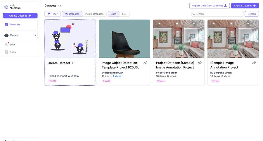 Scale
			 data management dashboard sidebar navigation artificial intelligence grid import data machine learning sidebar search bar card layout ui page example