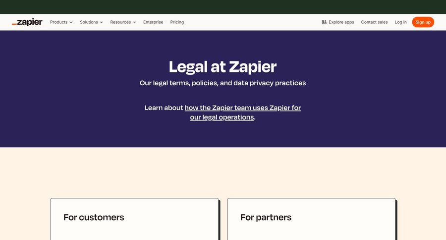 Zapier
				legal ui page example