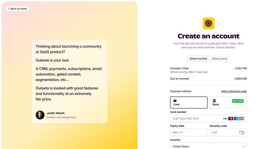 Outseta
			         ux ui design