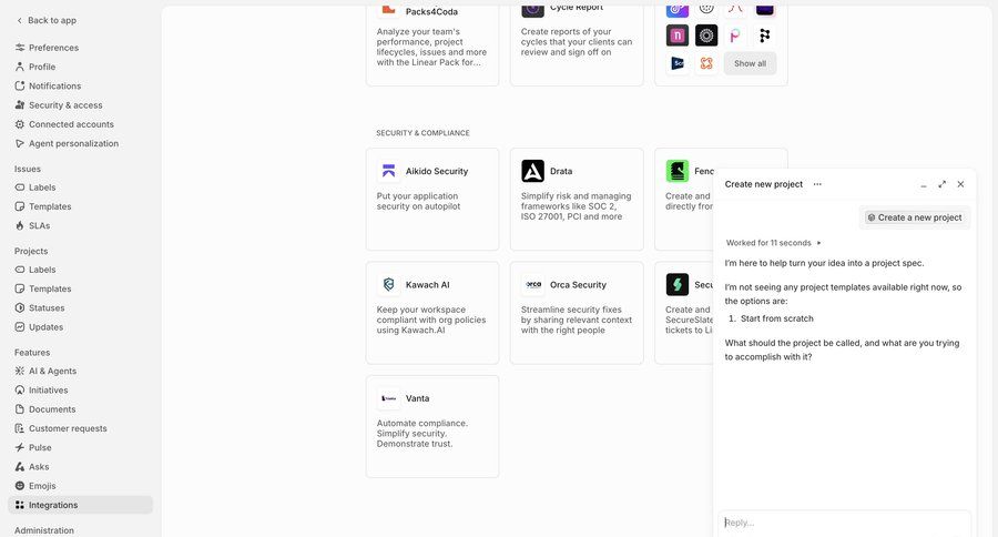 Linear
			 conversational ui ui page example