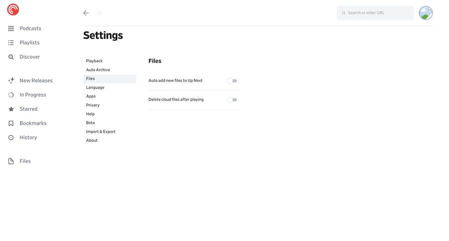 Pocket Casts
			 file management ui page example