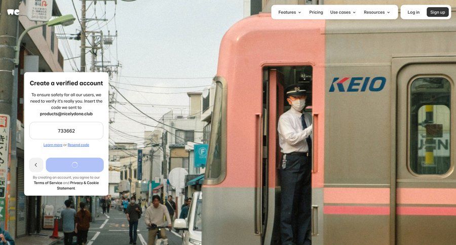 WeTransfer
				landing page page example