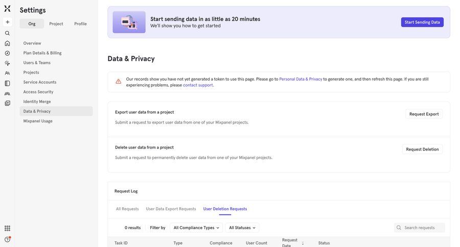 Mixpanel
			 data privacy gdpr compliance ui page example