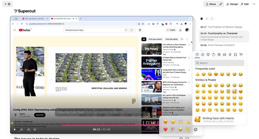 Supercut
			 design video player task communication communication chat messages menu ui page example