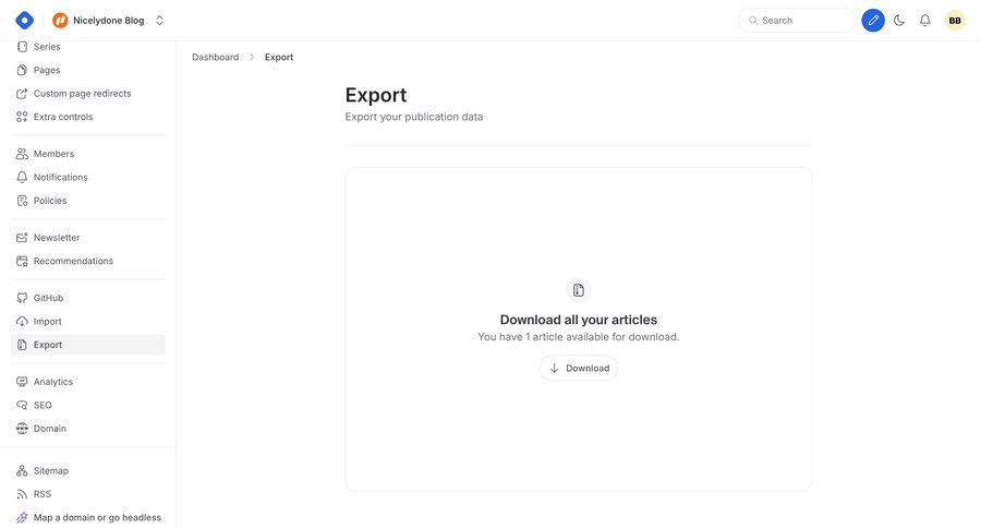 Hashnode
			export data management content management settings sidebar navigation data export export dashboard notification sidebar download version control ui page example