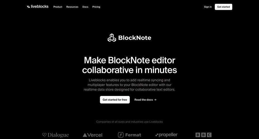 Liveblocks
			 code snippet ui page example