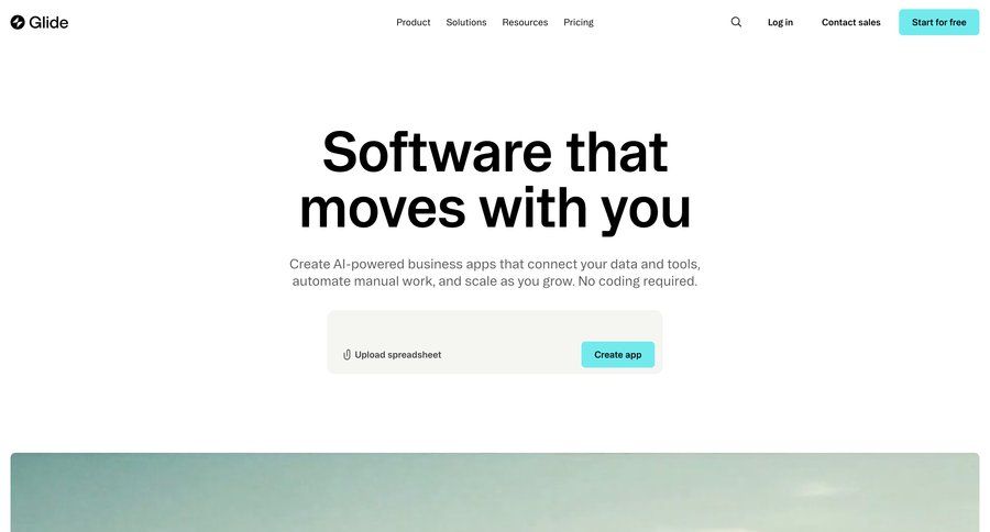 Glide
				landing page ui page example