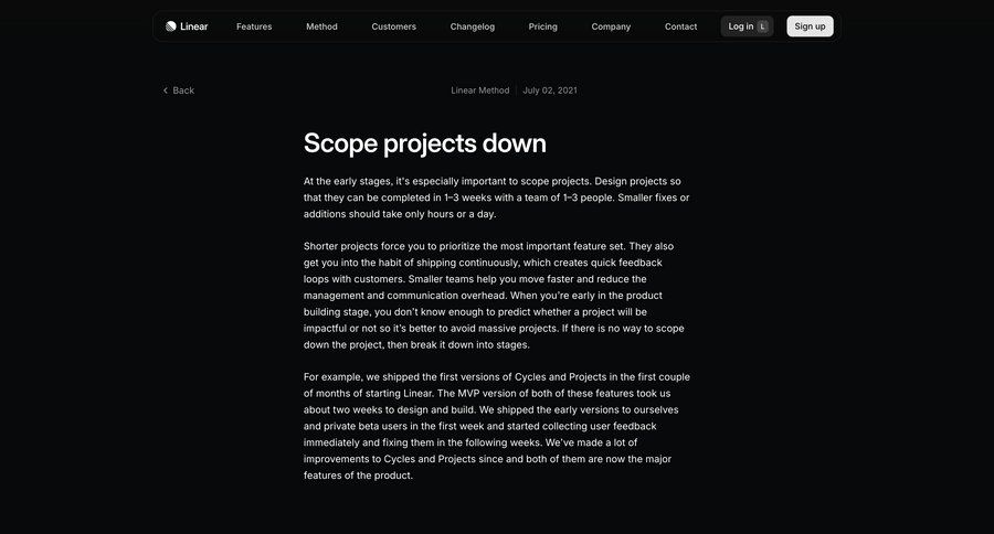Linear
			 editorial blog post news article article feature article tips ebooks changelog trainings tip news feed ui page example