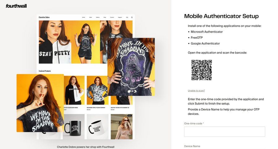 Fourthwall
			 settings e-commerce account management form account setup instructions security setup ui page example