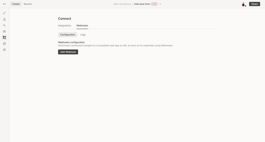 QuestionScout
			 configuration settings sidebar navigation automation sidebar integration webhook management ui page example