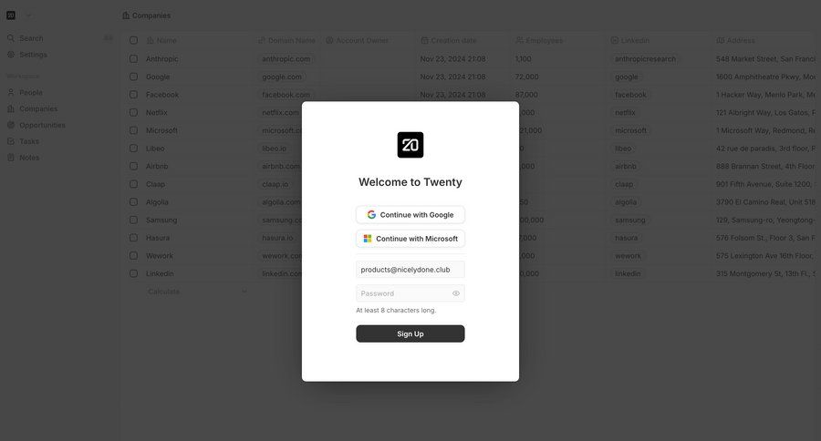Twenty screen example